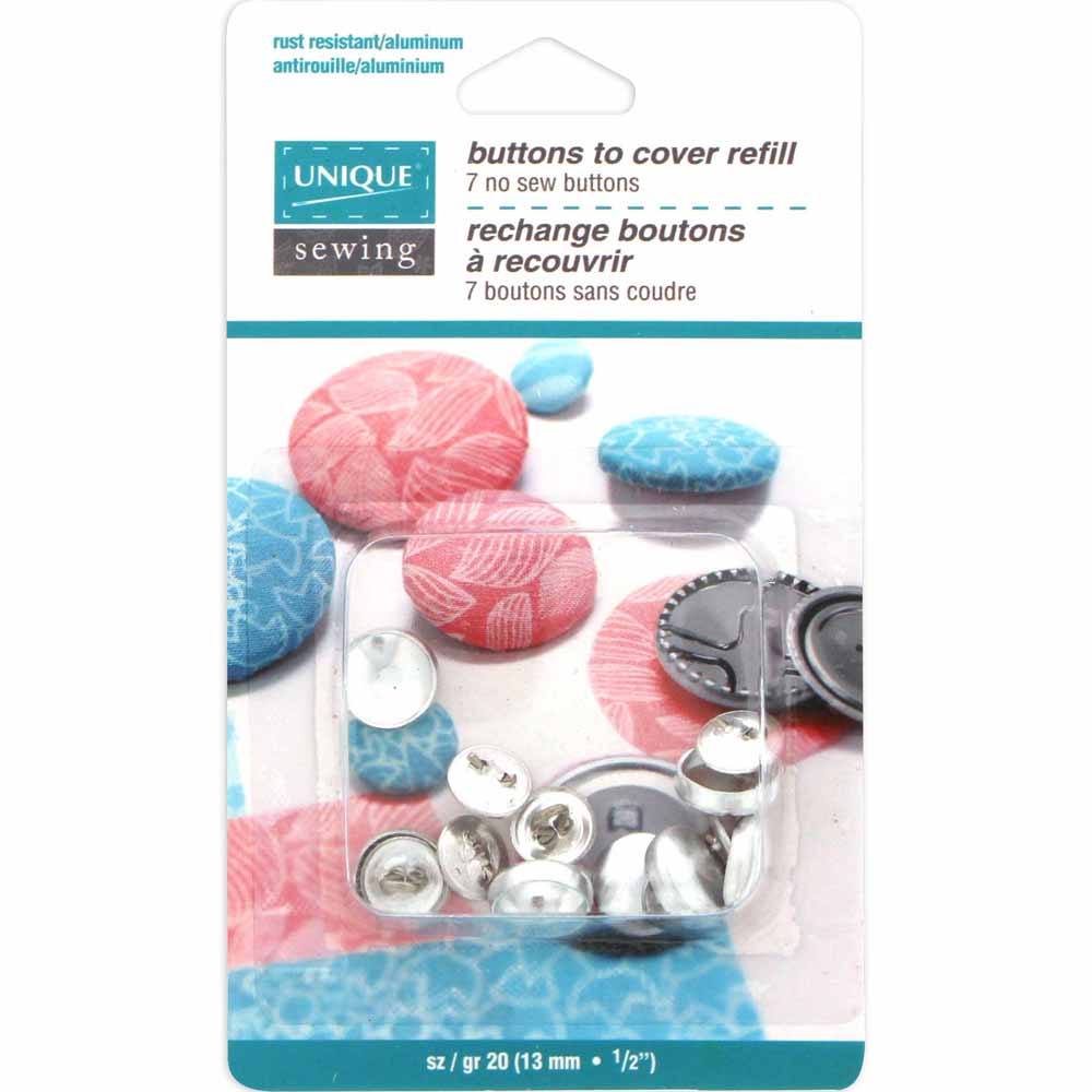 UNIQUE SEWING Buttons to Cover Refill – Size 20 – 12 mm (1/2") – 7 sets