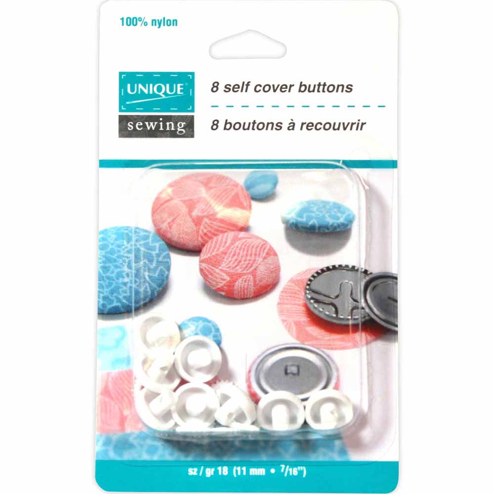 UNIQUE SEWING Buttons to Cover — Nylon, Size 18 (11 mm), 8 Sets