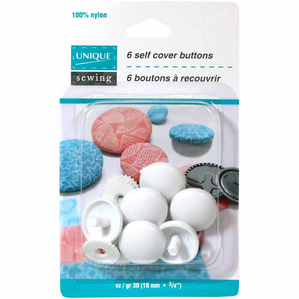 UNIQUE SEWING Buttons to Cover — Nylon, Size 30 (18 mm), 6 Sets