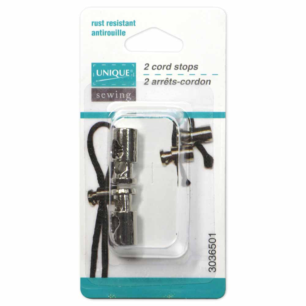 UNIQUE SEWING Metal Cord Stops - Metal - 20mm (0.79") - Silver - 2 pcs