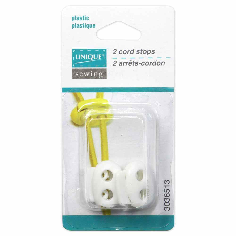 UNIQUE SEWING 2‑Hole Cord Stops – White – 2 pcs