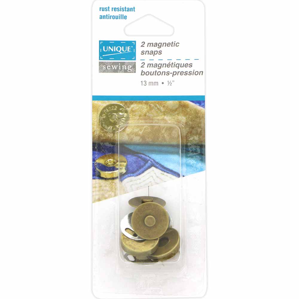 UNIQUE SEWING Magnetic Snaps – 13 mm (1/2") – Antique Gold – 2 Pcs