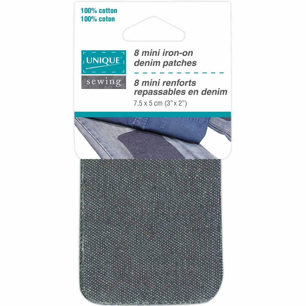 UNIQUE SEWING Denim Patches — 5 × 7.5 cm (2" × 3"), 8 pcs
