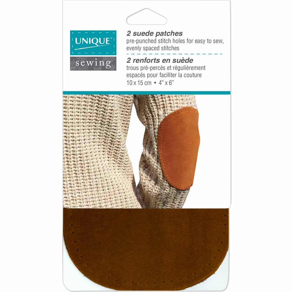 UNIQUE SEWING Suede Patches — Beige, 10 × 15 cm (4″×6″), 2 pcs