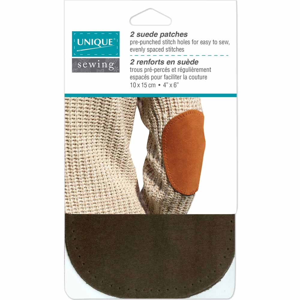 UNIQUE SEWING Suede Patch – Brown – 10 × 15 cm (4" × 6") – 2 pcs