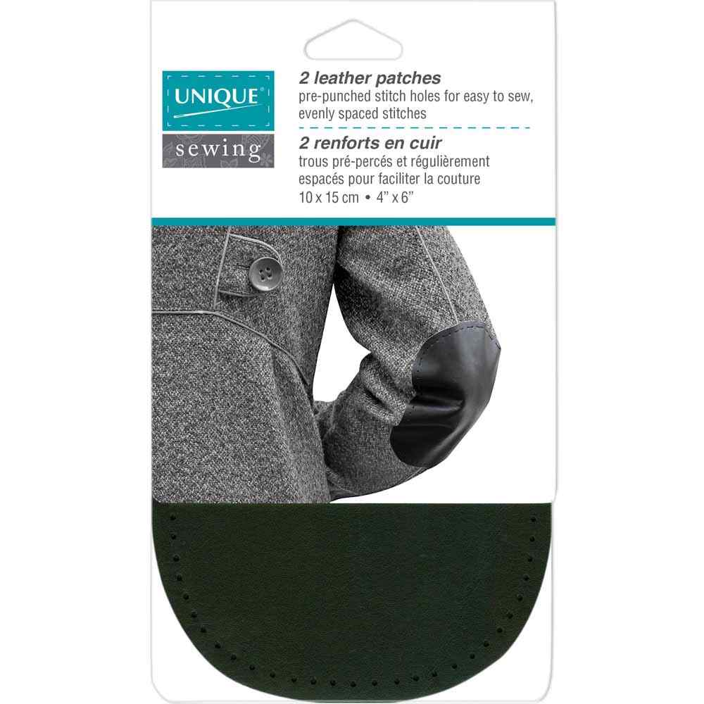 UNIQUE SEWING Leather Patch — Black, 10 × 15 cm (4" × 6"), 2 pcs