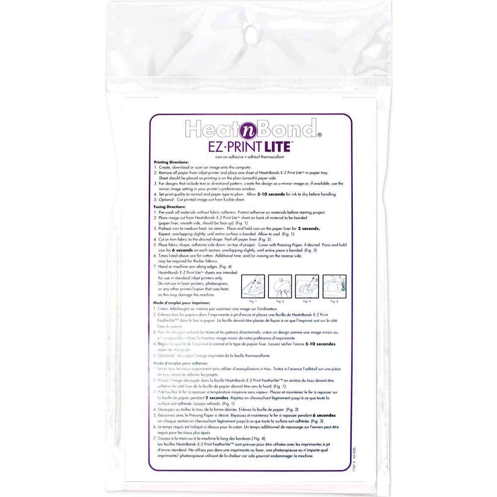 HEATNBOND EZ-Print Lite Iron-On Adhesive Sheets 10-Pack 22×28cm (8½" × 11")