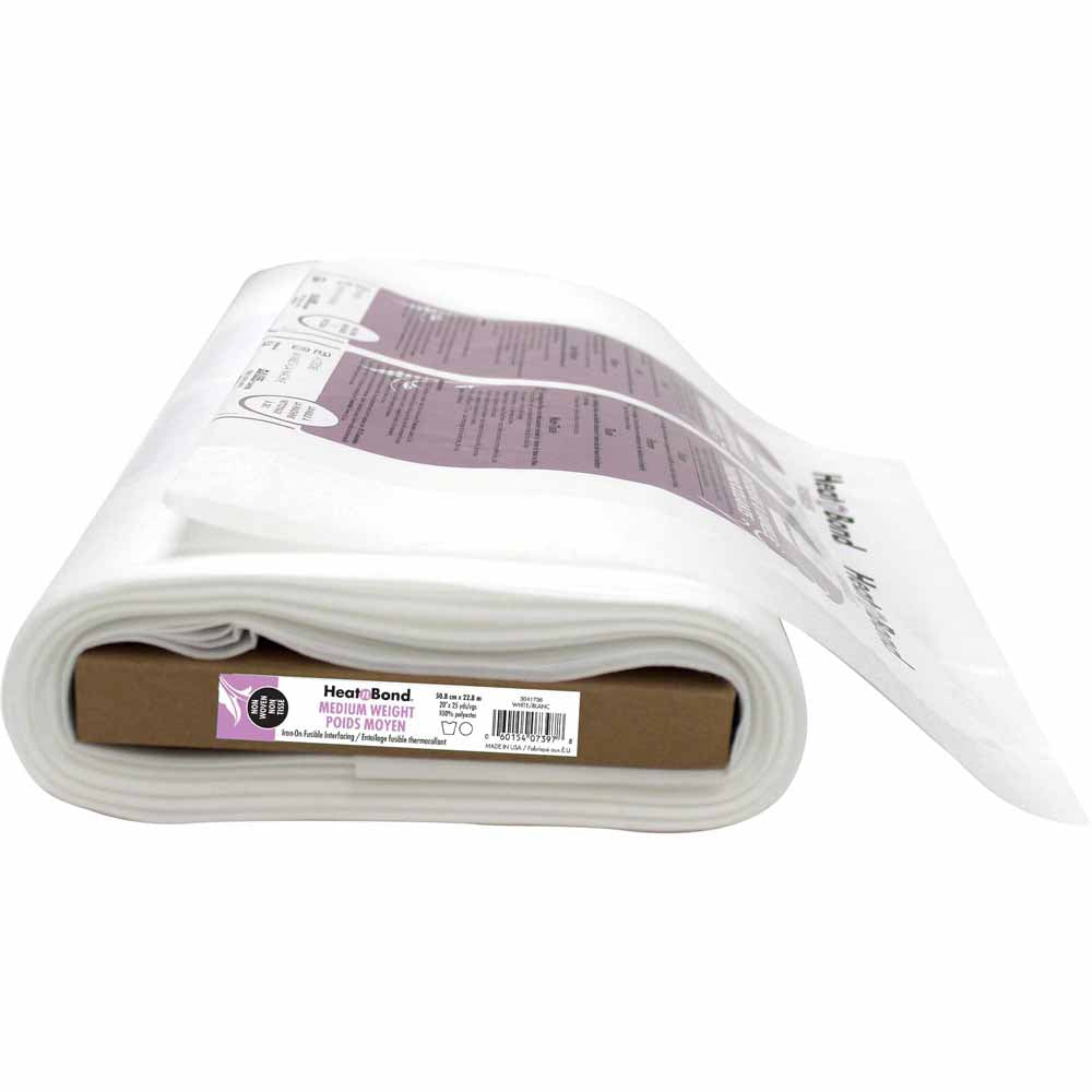 HEATNBOND Medium Weight Non‑Woven Fusible Interfacing White 20" × 25 yd