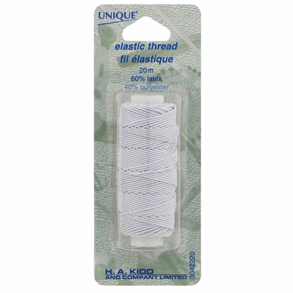UNIQUE Elastic Thread – 20 m (21.9 yd), White