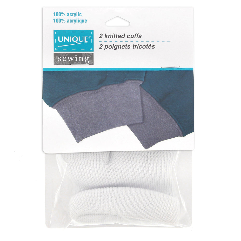UNIQUE SEWING Knitted Cuffs – White — 2 pcs
