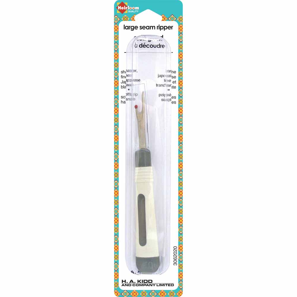 HEIRLOOM Large Seam Ripper — Ergonomic Grip — Grey and Cream
