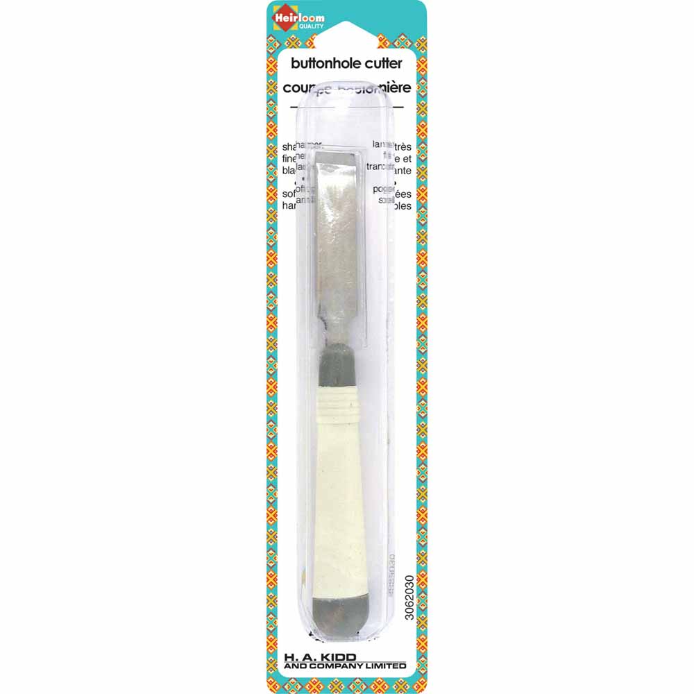 HEIRLOOM Buttonhole Cutter — Ergonomic Grip — Grey and Cream