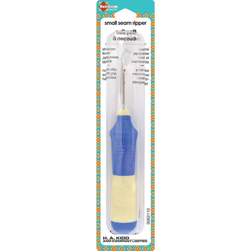 HEIRLOOM Small Seam Ripper — Extra‑Large Comfort Grip — Blue and Cream