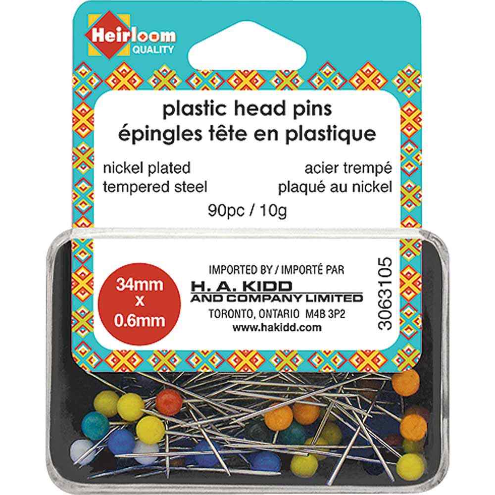 HEIRLOOM Plastic Head Pins — Assorted Colours — 34mm (1⅜ in.)