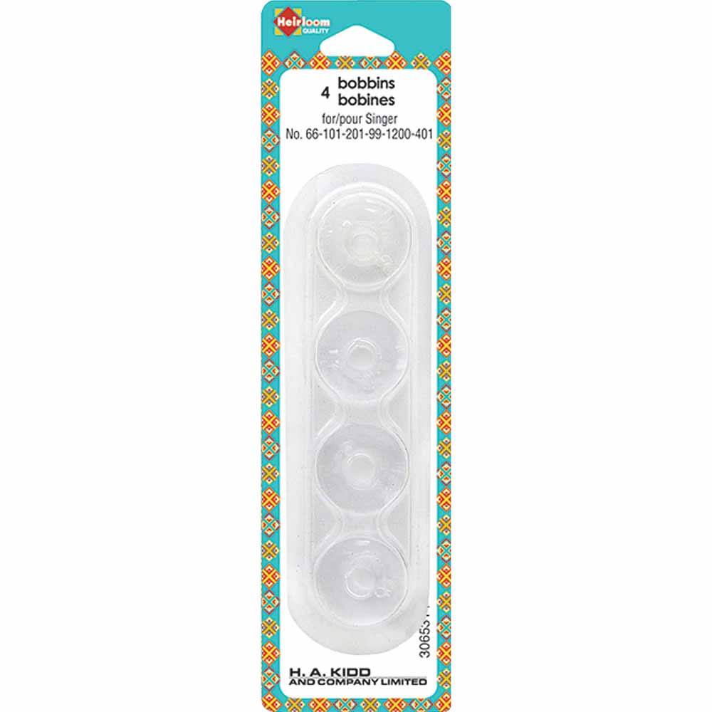 HEIRLOOM Plastic Bobbins – For Most Singer Machines (4-Pack)