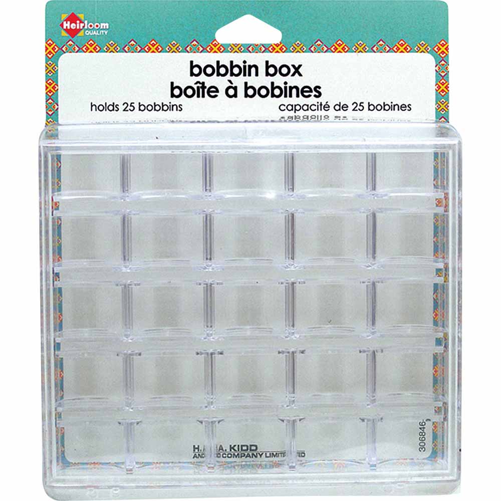 HEIRLOOM Clear Bobbin Box – 25‑Bobbin Storage