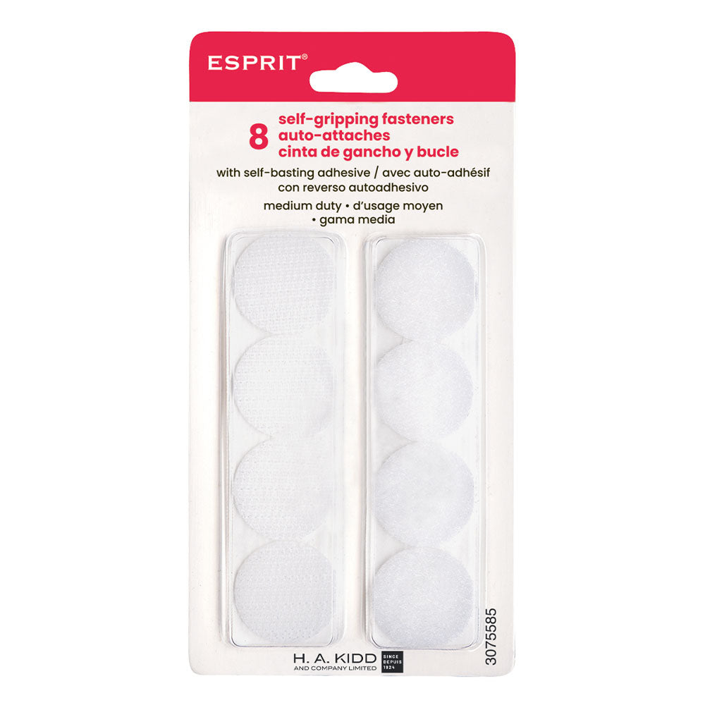 ESPRIT Hook‑and‑Loop Fastener Dots — White — Medium Duty