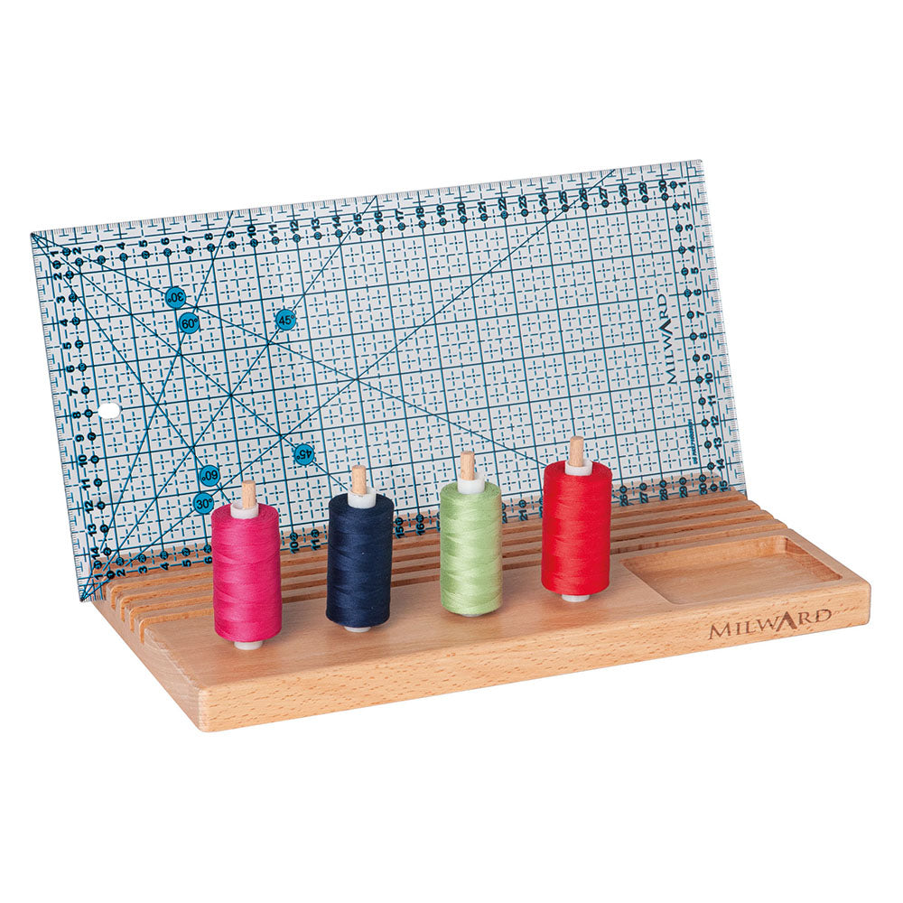 MILWARD Ruler Rack With Storage 6-Slot Beech Wood