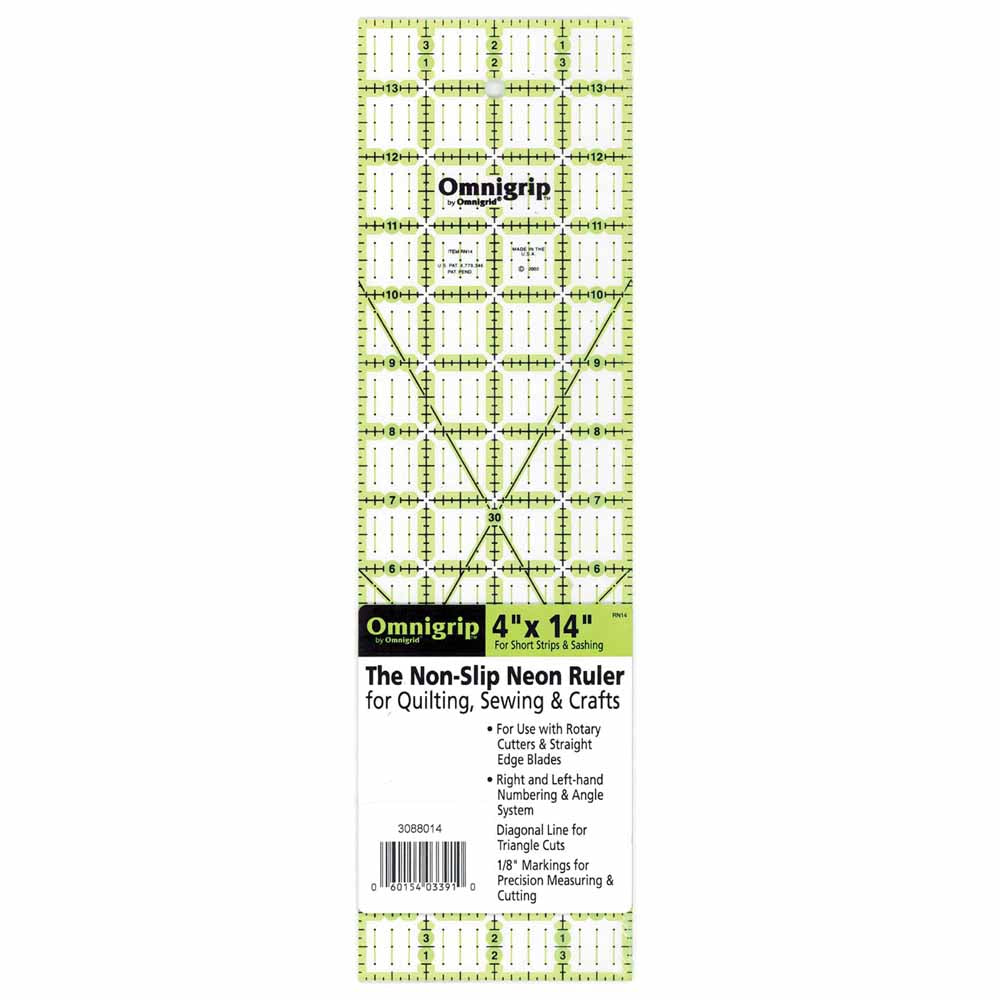 OMNIGRIP Ruler Neon 4" X 14" (10.2 X 35.6 Cm)