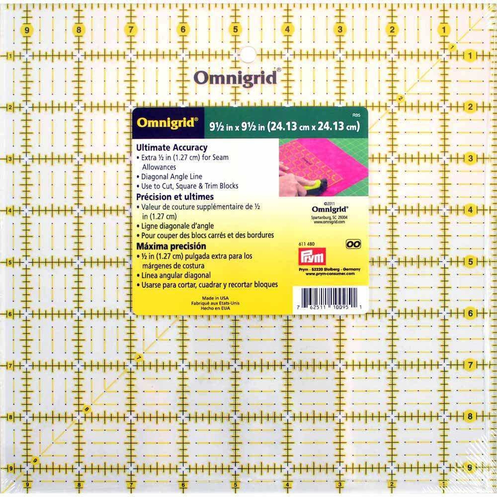 OMNIGRID Square Quilting Ruler With Diagonal Line 9.5 in x 9.5 in