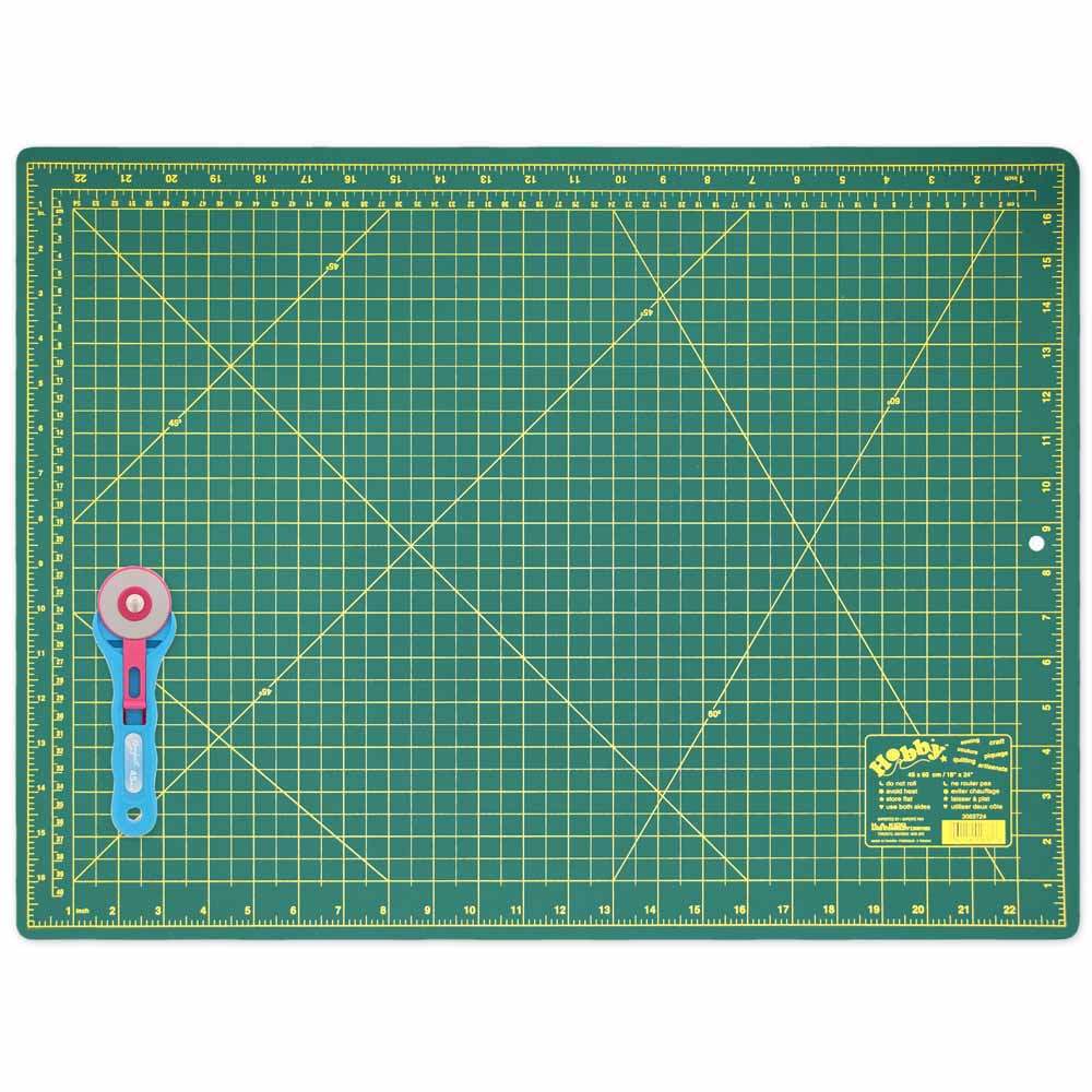 HOBBY Cutting Mat + 45 mm Rotary Cutter Starter Kit – 18" x 24"