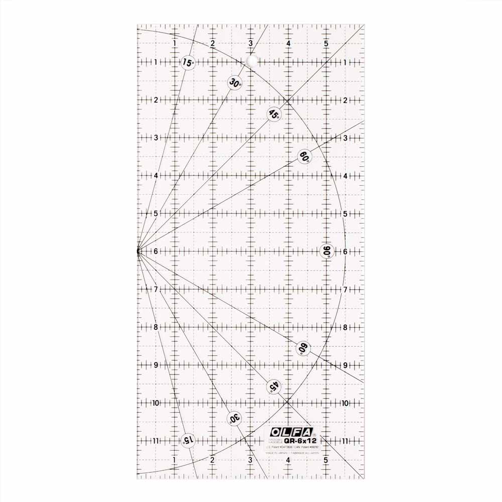 OLFA Frosted Acrylic Ruler 6 in × 12 in, Pivot Angles