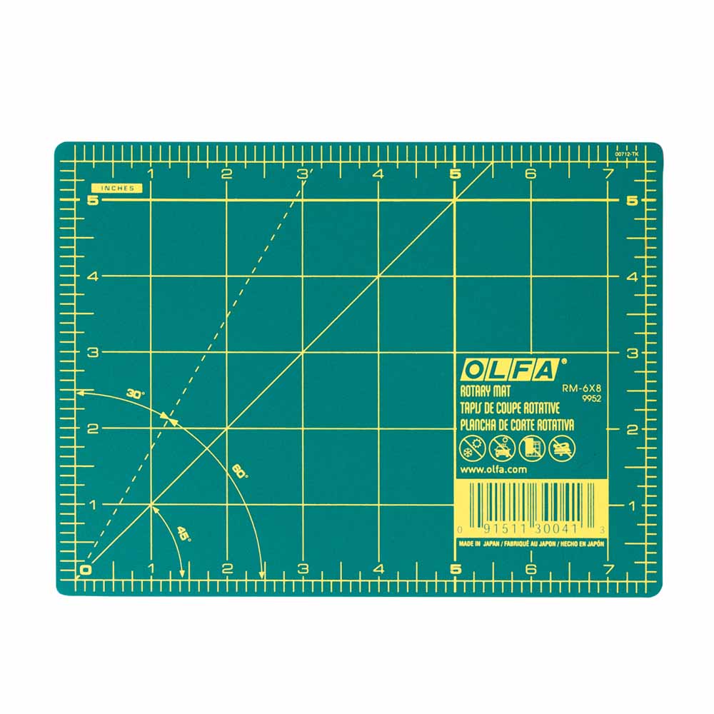 OLFA Double-Sided Self-Healing Rotary Mat 6 in × 8 in, Green
