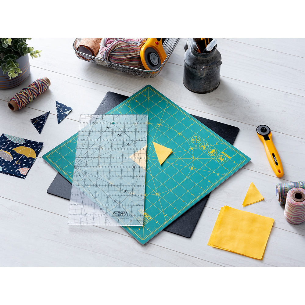 OLFA Rotating Self-Healing Cutting Mat 12 in Square, Green