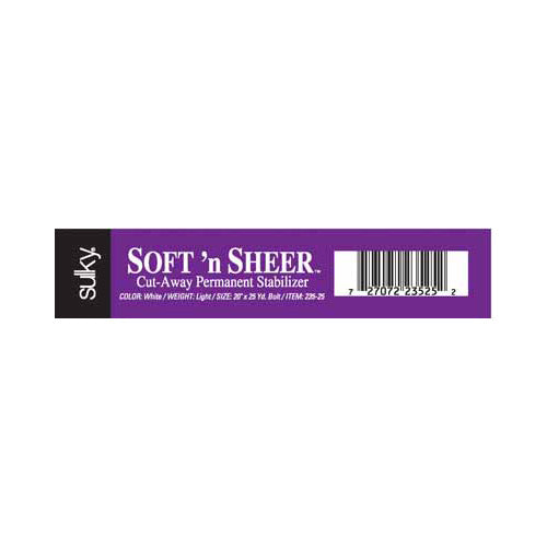 SULKY Soft 'n Sheer Cut-Away Stabilizer 20" × 25 yd White Bolt
