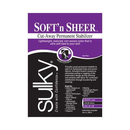 SULKY Soft 'n Sheer Cut-Away Stabilizer 20" × 36" Black Pkg