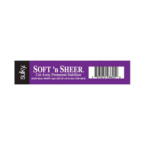 SULKY Soft 'n Sheer Cut-Away Stabilizer 20" × 25 yd Black Bolt