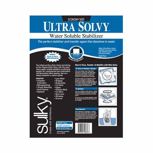 SULKY Ultra Solvy Water-Soluble Stabilizer 19¾ in × 3 yd Translucent Pkg