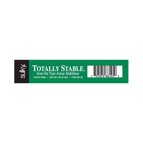 SULKY Totally Stable Iron-On Tear-Away Stabilizer White 20 in × 25 yd Bolt
