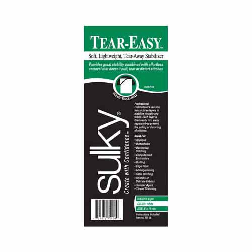 SULKY Tear-Easy Lightweight Tear-Away Stabilizer 8 in x 11 yd White Roll