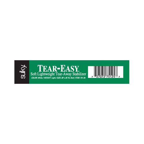 SULKY Tear-Easy Lightweight Tear-Away Stabilizer 20 in x 25 yd White Bolt