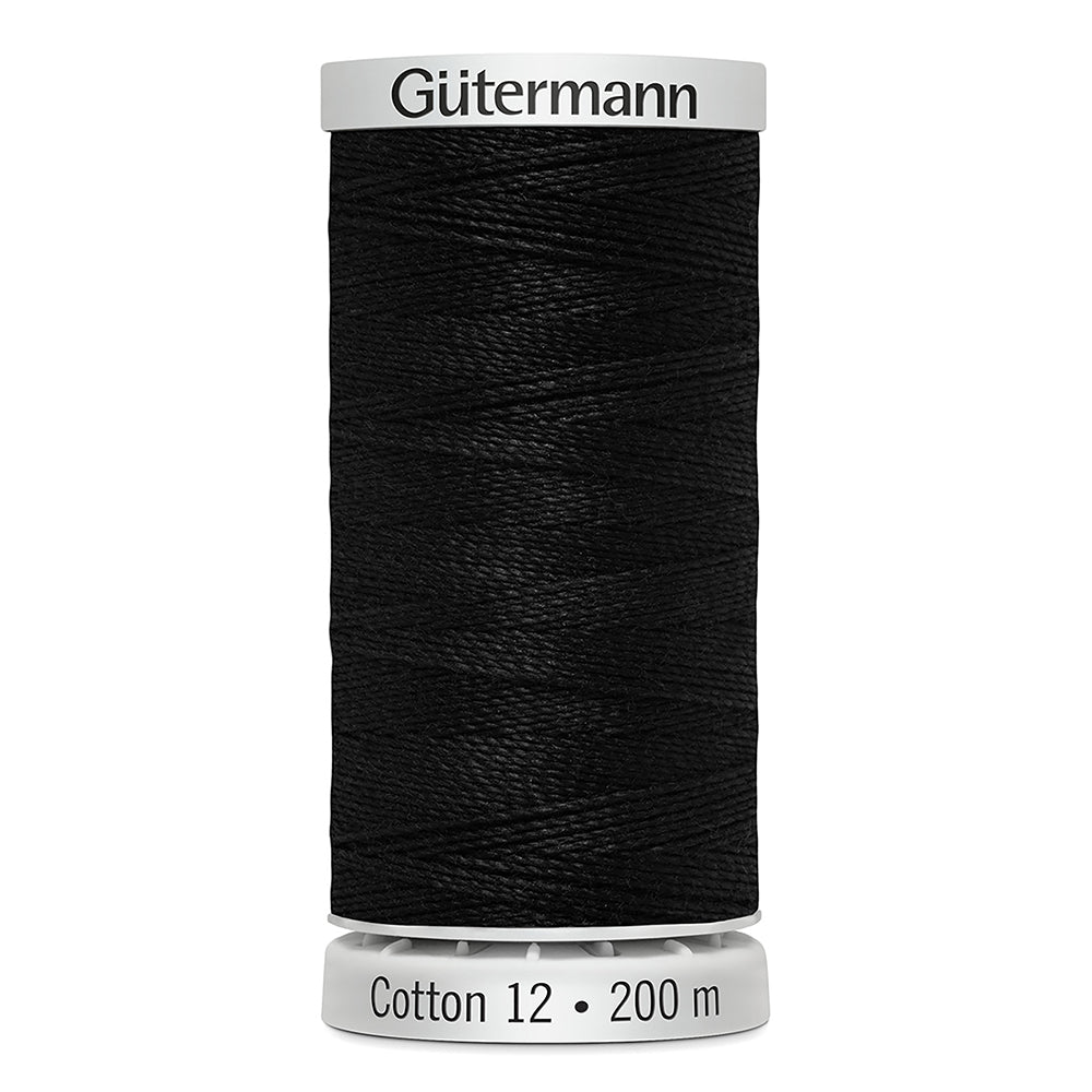 GÜTERMANN Cotton 12wt Mercerized Thread 200m Black