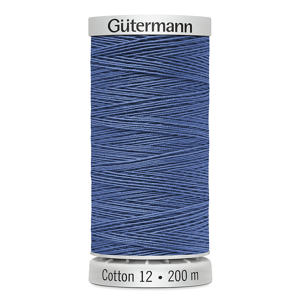 GÜTERMANN Cotton 12wt Mercerized Thread 200m Medium Blue
