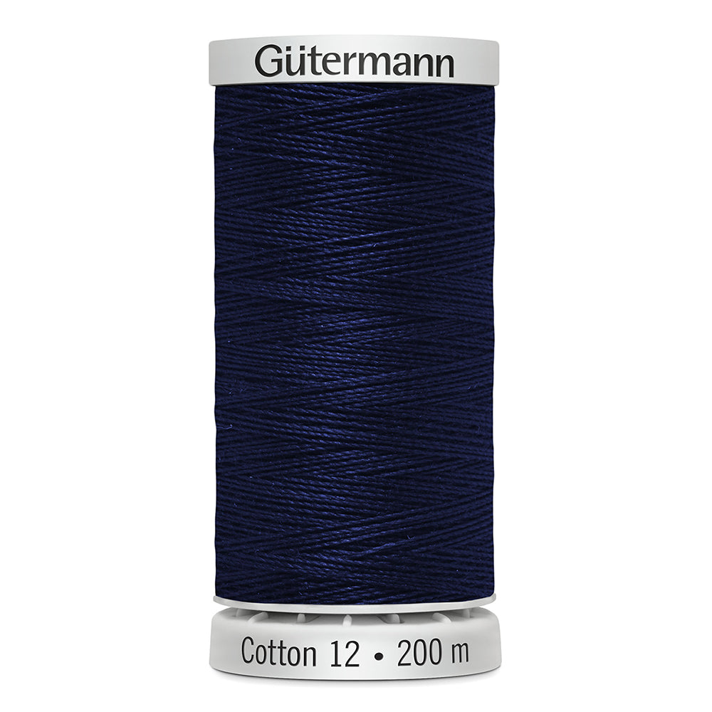 GÜTERMANN Cotton 12wt Mercerized Thread 200m Blue (Colour 1197)