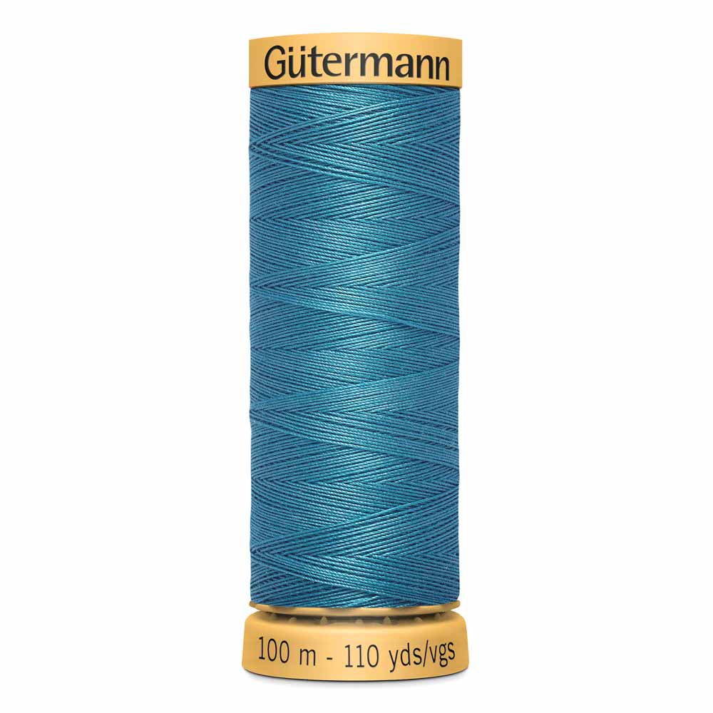 GÜTERMANN Natural Cotton Thread C Ne 50 100 m (109 yd) - Solid Turquoise Blue 7540