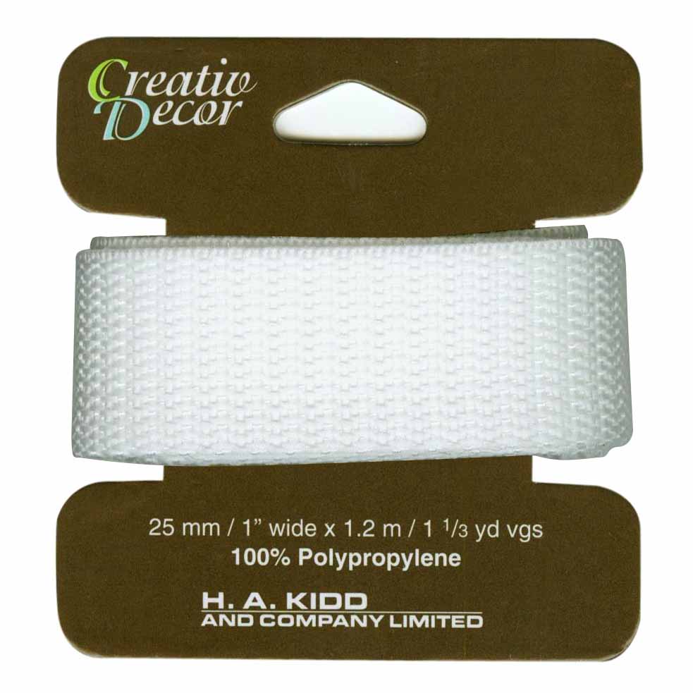 CREATIV DÉCOR Webbing 25mm x 1.2m (1"" x 1 1/4yd) - White