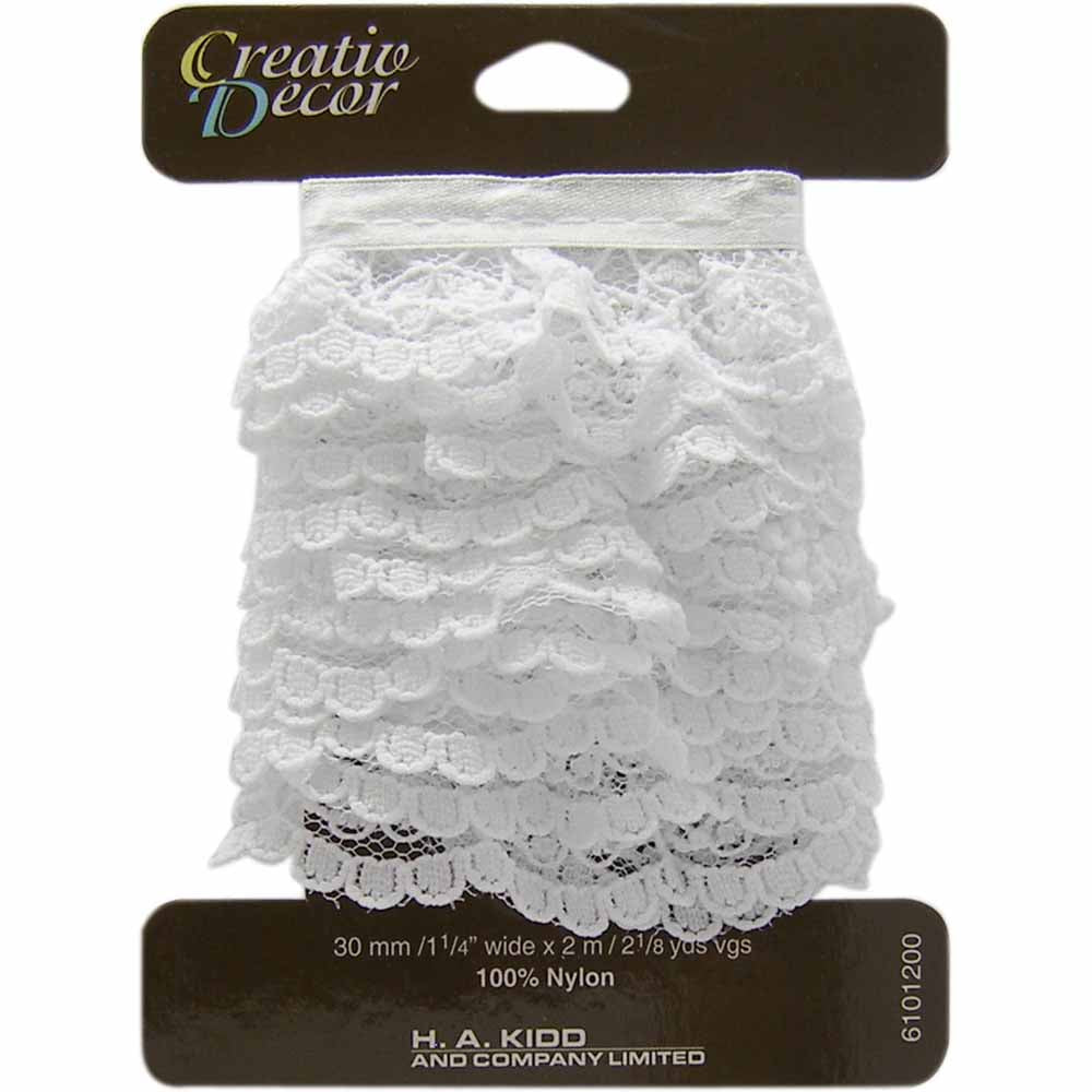 CREATIV DÉCOR Lace/Ribbon Combo 30mm x 2m - White