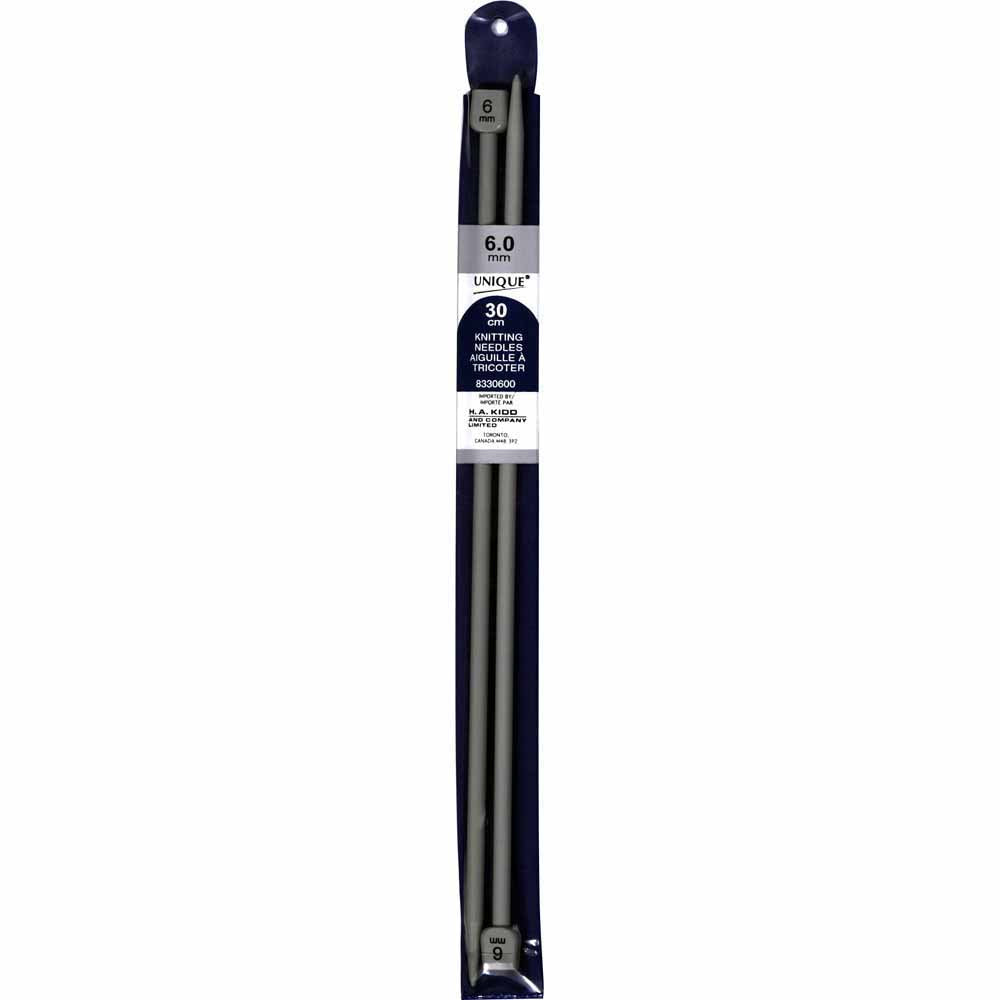 UNIQUE Knitting Single‑Point Knitting Needles, 30 cm – 6 mm (US 10), Plastic