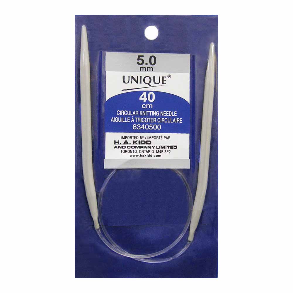 UNIQUE KNITTING Circular Knitting Needles 40cm (16") Aluminum — 5mm/US 8