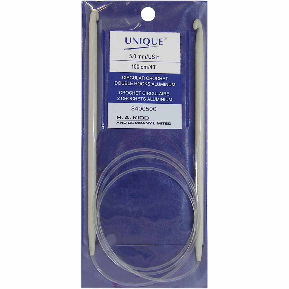 UNIQUE Crochet Circular Tunisian/Afghan Hook, 100 cm – 5 mm (US H-8), Aluminum