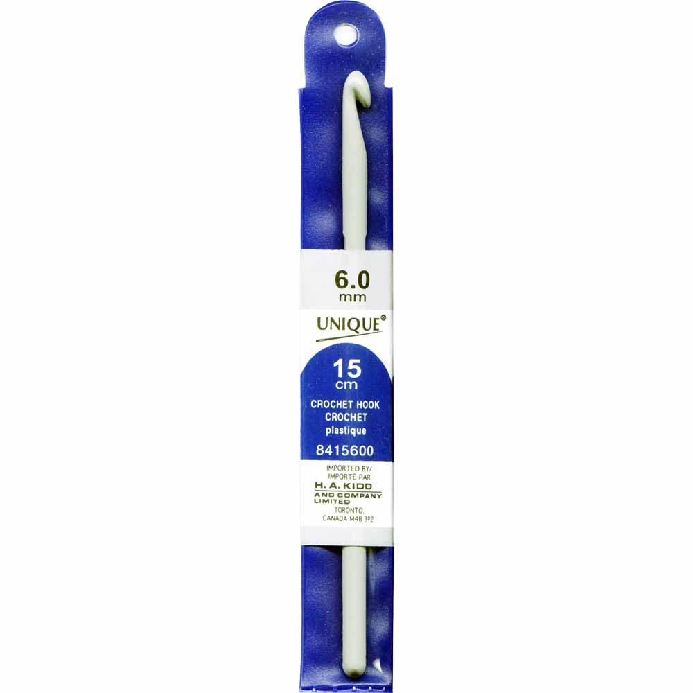 UNIQUE CROCHET Crochet Hook — 6″ Plastic, 6 mm (US J‑10)