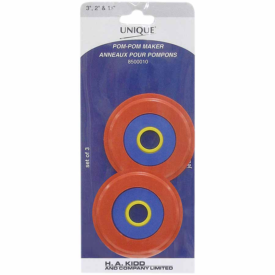 UNIQUE CRAFT Pom‑Pom Maker – Set of 3 (3″, 2″, 1½″)