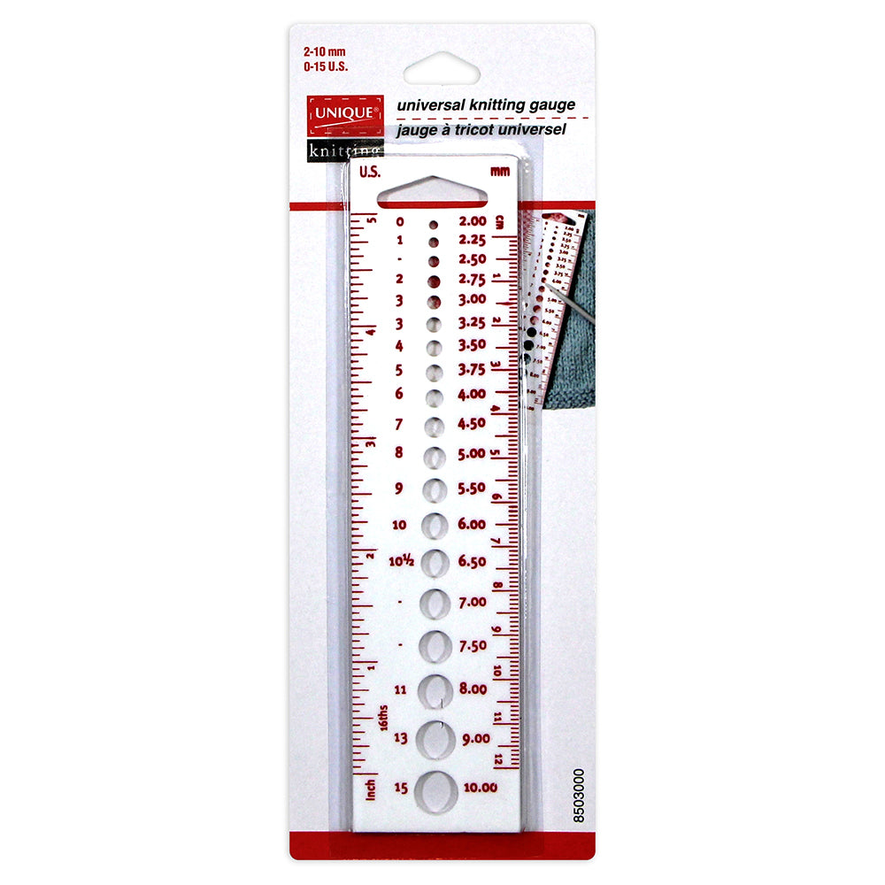 UNIQUE KNITTING Universal Knitting Gauge — Needle Sizer & Row Ruler