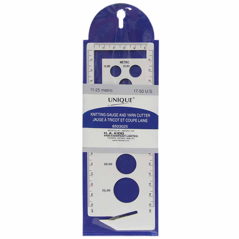 UNIQUE KNITTING Knitting Gauge with Yarn Cutter — Large (11–25 mm / US 17–50)