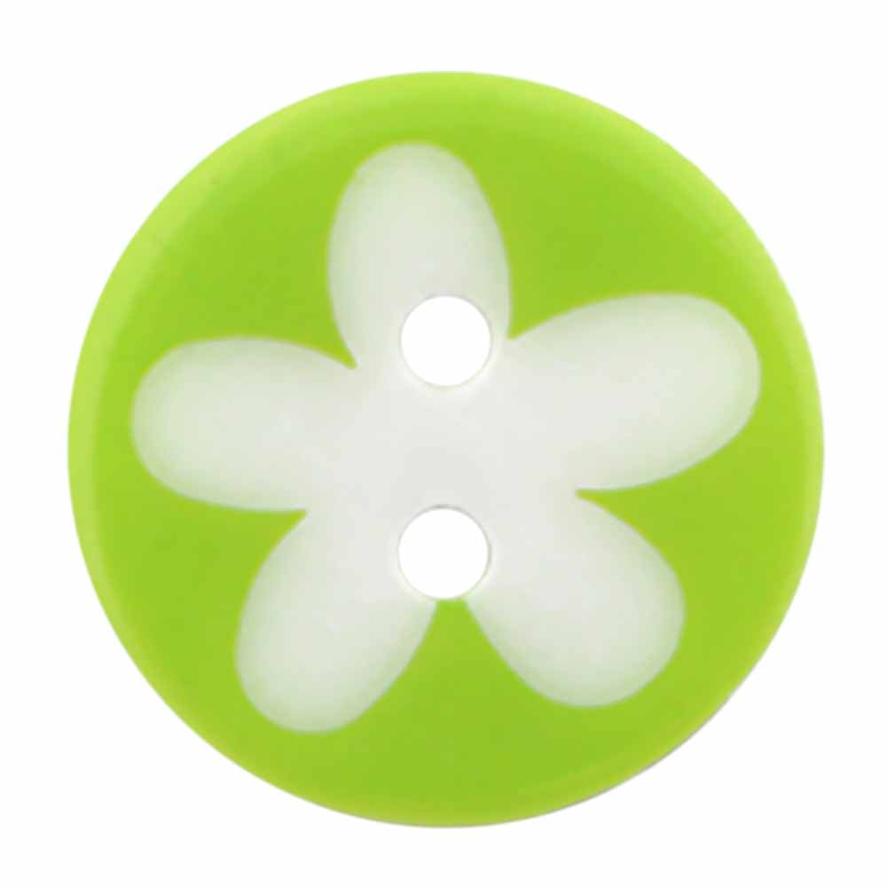 ELAN Novelty 2-Hole Button - Green - 17mm (5/8") - Flower