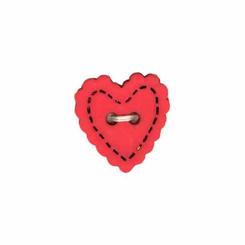 ELAN Novelty 2-Hole Button - Red - 18mm (3/4"") - Heart